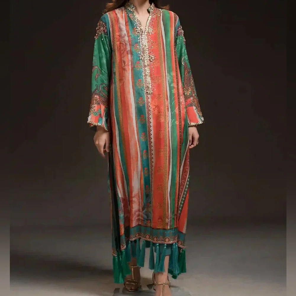 Ammara Khan Multicolor Burst Kaftan - Picture 2 of 7